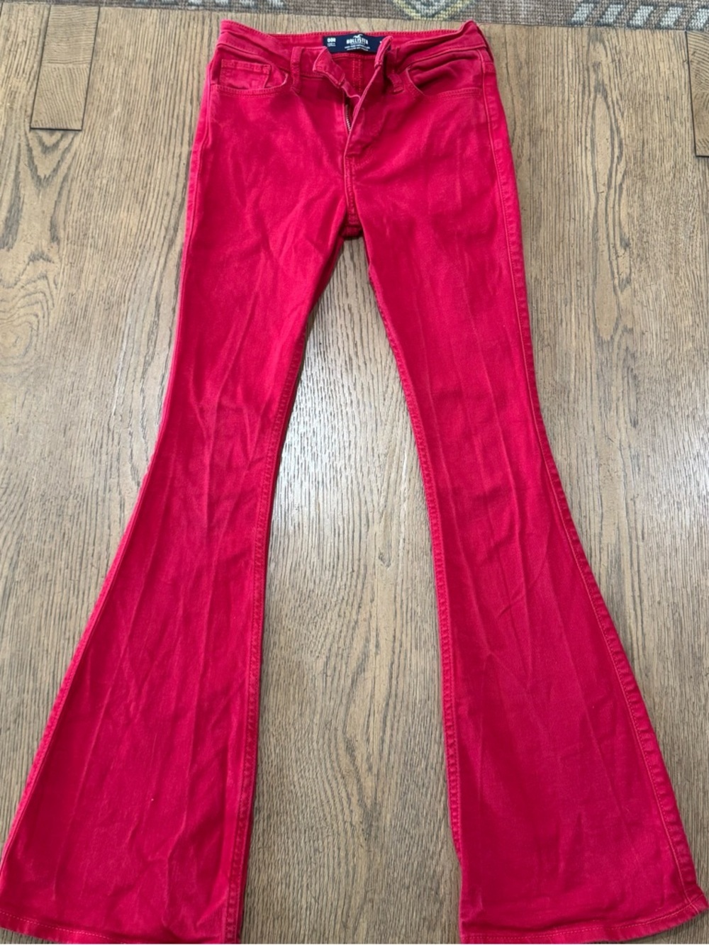 Hollister High Rise Vintage Flare Jeans Red W23 L32 Y2K Stretch western boho - Picture 3 of 6